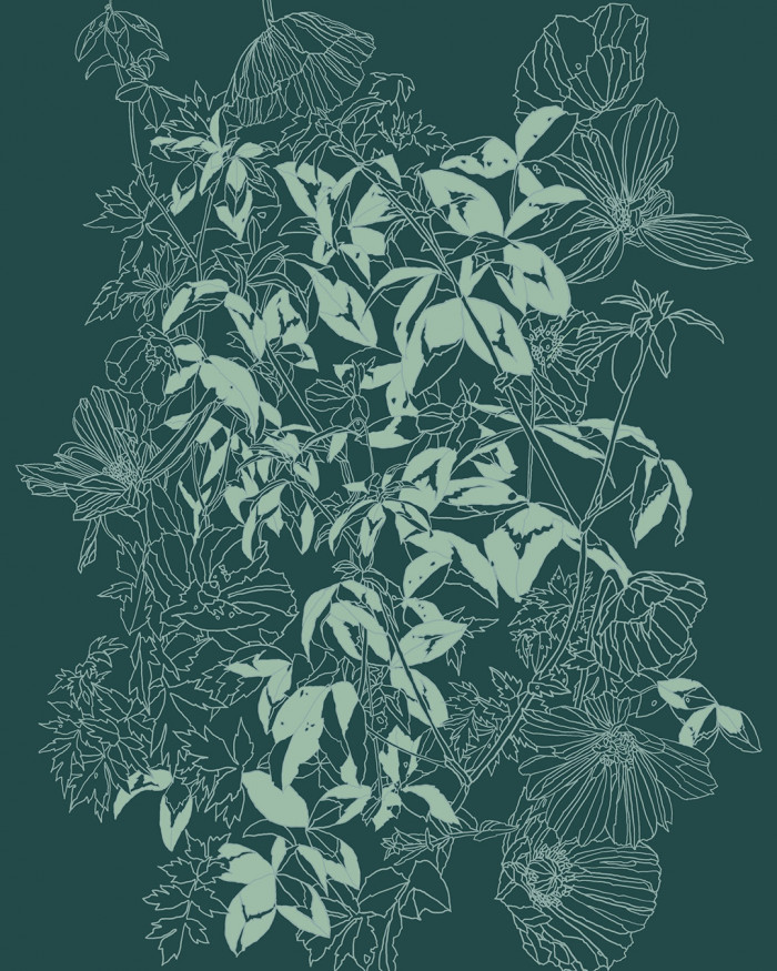 Botanical Drawing in khaki and green hues